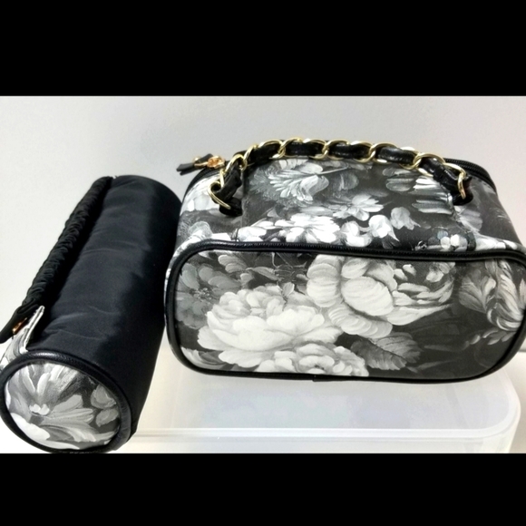 PurseN Bangle Rings Jewelry Bag w Handle,Travel Storage Floral Black Silver EUC! - Picture 4 of 10